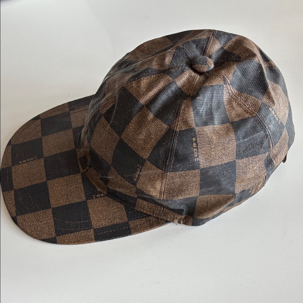 Vintage Fendi Brown/ Black Checkered Baseball cap